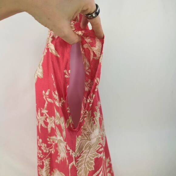 J Jill Dress Womens Large Pink Linen Travel Floral Resort Cruise Vacation Shift - Picture 11 of 13